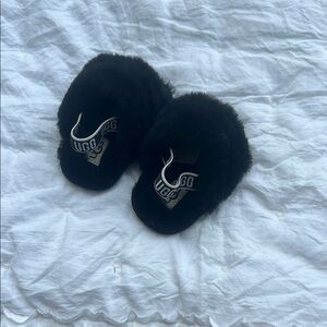 UGG Black Fluffy Slippers